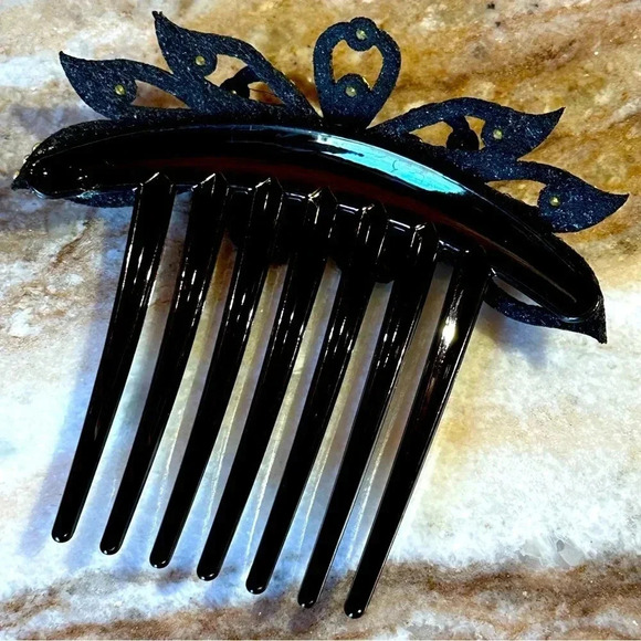 Navy, Gray & AB Ombre Floral Crystal Rhinestone Hair Comb Large Size Formal Prom - Picture 2 of 2